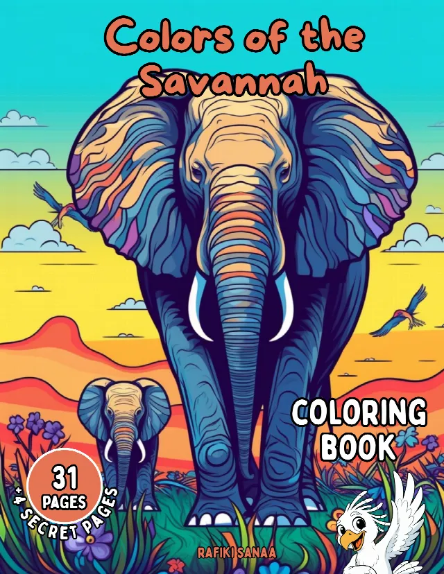 Cover of the African wildlife coloring book: Colors of the Savannah